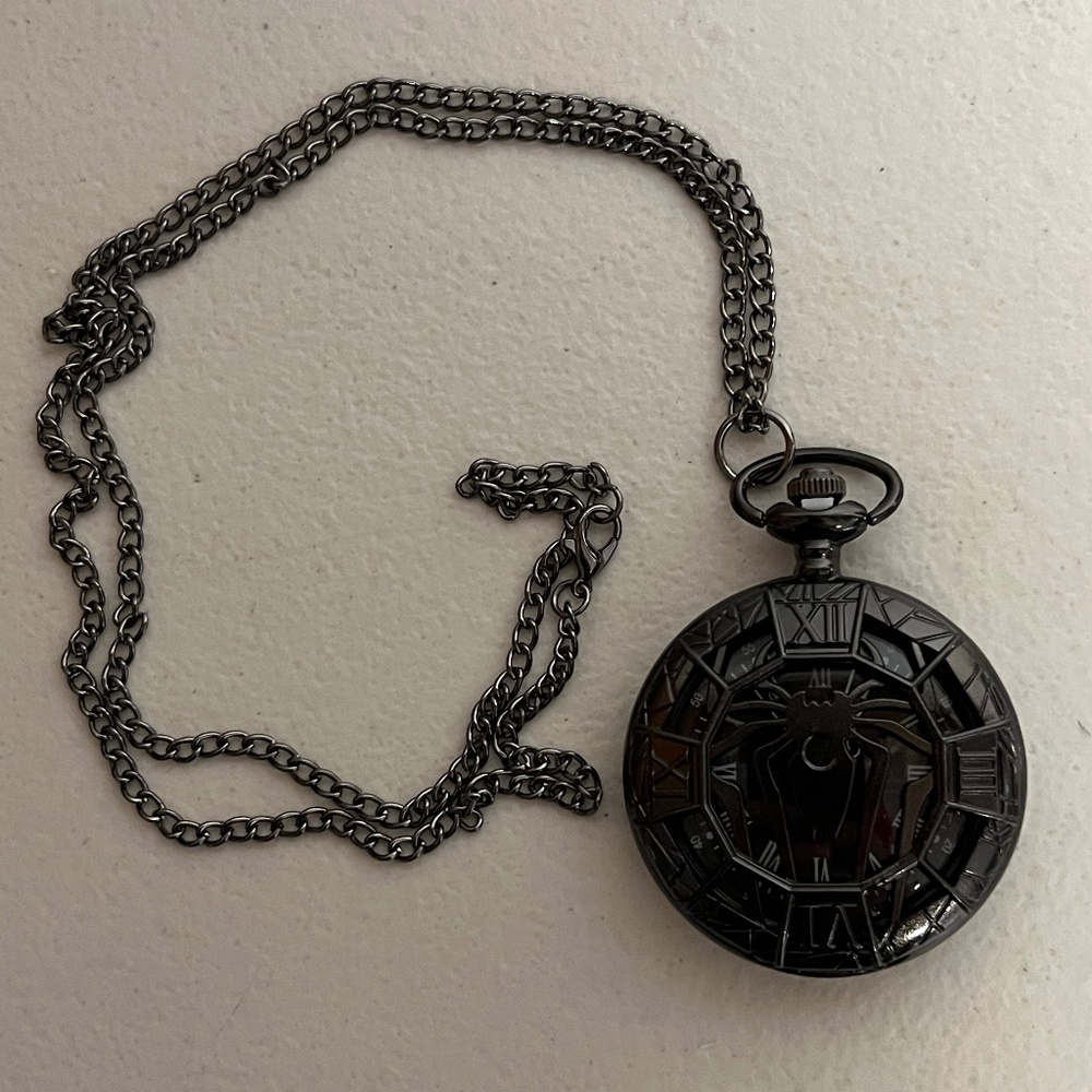 Spiderman Pocket Watch Black Peter Parker Spidey Spider man